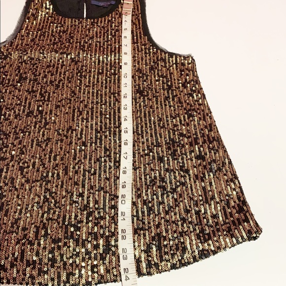 Rachel Roy Gold Sequinned Scoop Neck Tank Top Small - Picture 4 of 8